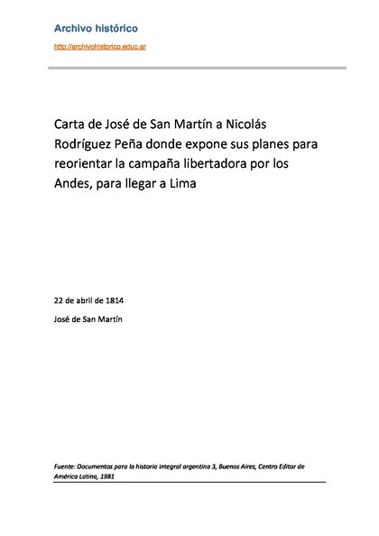 Vista previa de la carta a Nicolás Rodríguez Peña